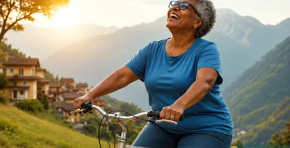 African American woman enjoying a fun senior activity riding a bike in San Diego